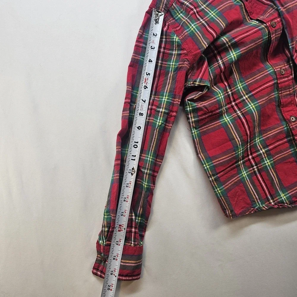 Tommy Bahama Red Green Plaid Shirt Poplin Boys‎ L Button Up Holiday Preppy